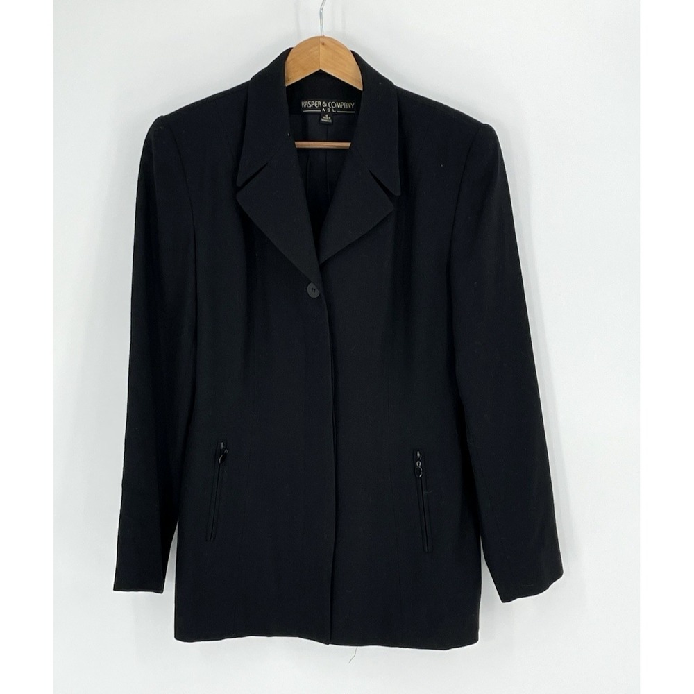 Vintage Kasper ASL Womens‎ 8 Blazer Jacket 100% Wool Hidden Buttons Flaw